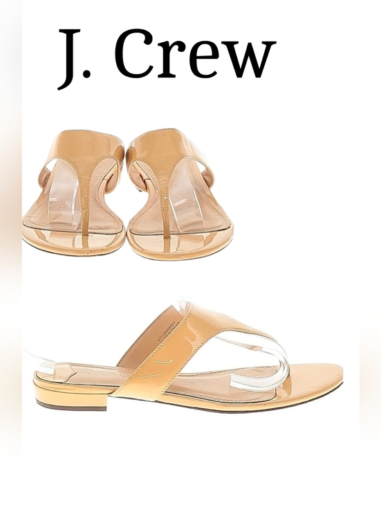 J. Crew Shoes - J. Crew Women's Tan Patent Leather Slide Sandals 7.5